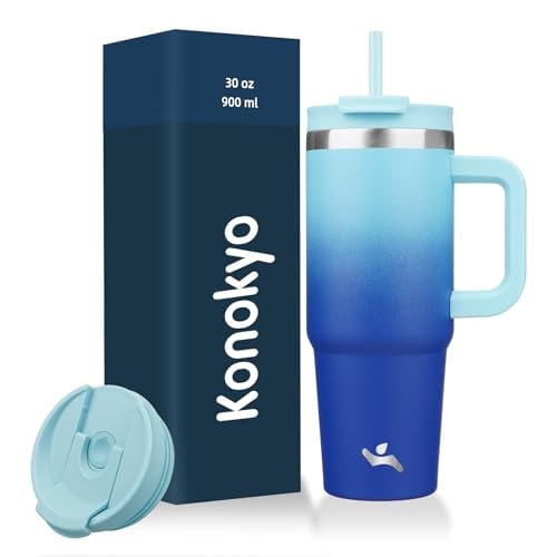 Konokyo 30 oz Tumbler with Handle and 2 Straws Deal