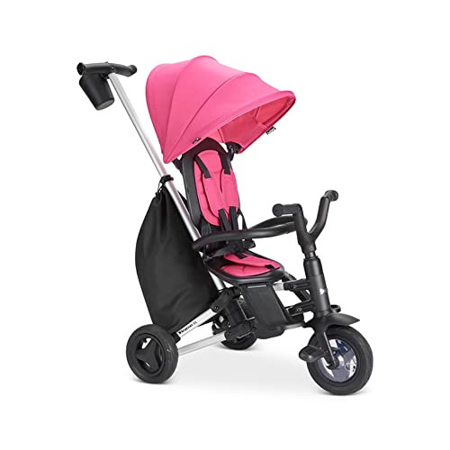 Joovy Tricycoo UL Kids Tricycle w/ Removable and Adjustable Parent Handle & Retractable Canopy (Pink Crush)
