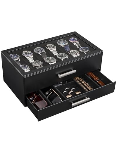 ProCase 12 Slot Watch Box 2 Tier with Drawer Deal