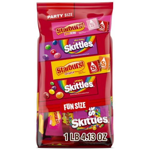Skittles Original, Starburst and FaveReds Halloween Candy Mix Fun Size, 1 Lb