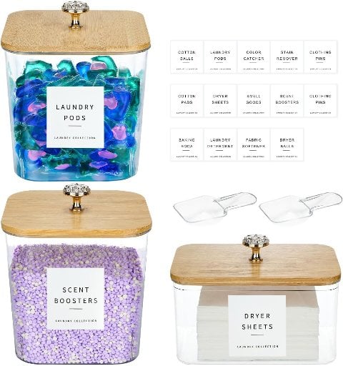 3 Pack Laundry Pod Containers and Dryer Sheet Holder Deal