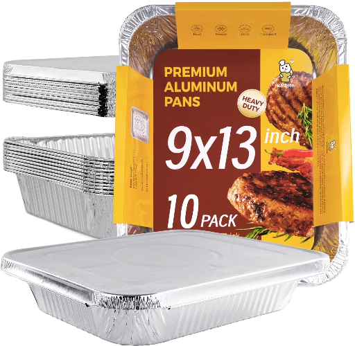 Katbite 9x13 inch 10-Packs Disposable Aluminum Foil Pans With Lids