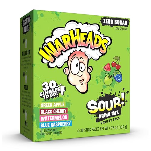 Warheads Singles To Go Sour Drink Mix 30-Count