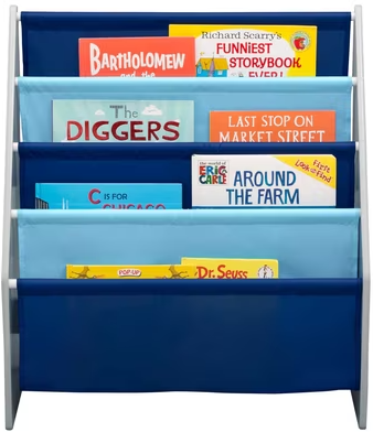 Delta Children Sling Book Rack Bookshelf (Grey/Blue)