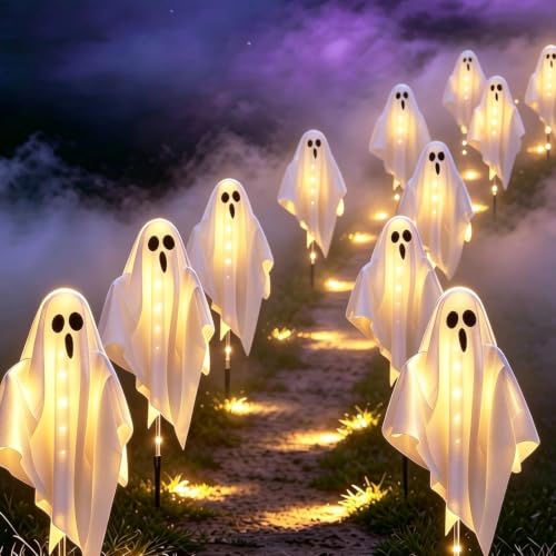 Albelt 3-Pack Solar Powered Ghost Halloween Decorations Outdoor Deal