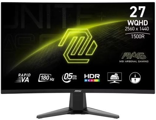 MSI 27" QHD 1440P HDR 180Hz Curved Gaming Monitor