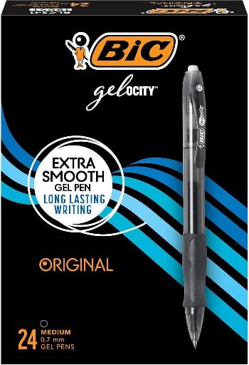 BIC Gelocity Gel Pen Medium Point (0.7mm) Black Ink 24-Count Deal