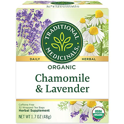 Traditional Medicinals Organic Herbal Tea Bags (Chamomile & Lavender) 32-Count