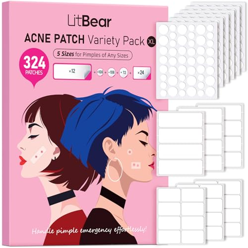 LitBear 324-Count Hydrocolloid Pimple Patches (5 Sizes)