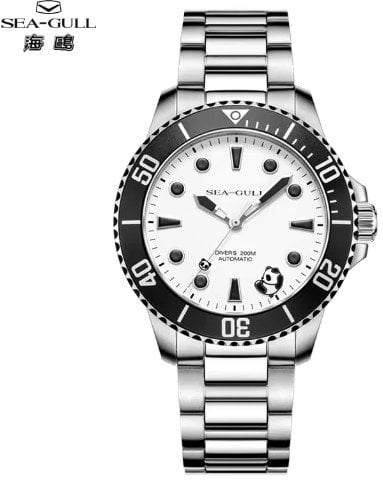  Seagull 6203 Panda Dial Automatic Mechanical Diver Watch 200M Waterproof ST25