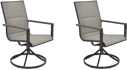 Style Selections Elmhurst Black Steel Frame Swivel Dining Chair with Gray Sling Seat (Set of 2) Deal
