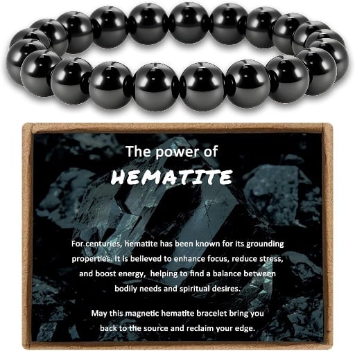10MM Magnetic Bracelet with Natural Hematite Beads  Deal