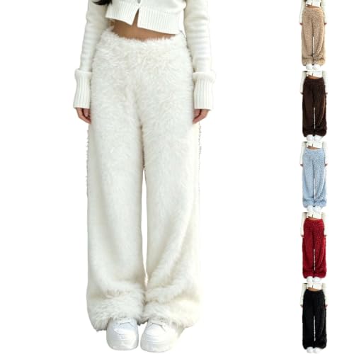 Fuzzy Elastic Waist Winter Lounge Pants