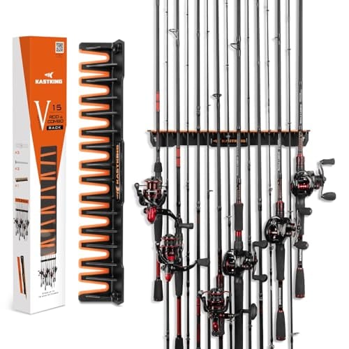 KastKing V15 15-Rod Wall Mount Vertical Fishing Rod Holder Rack