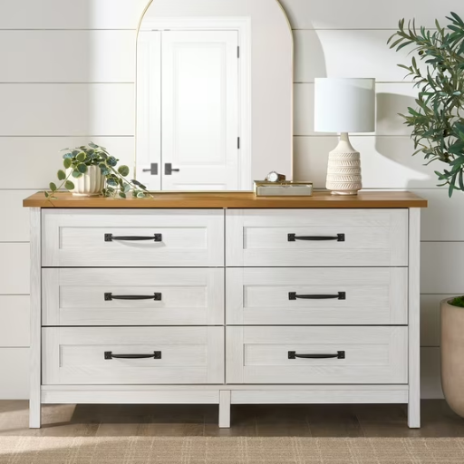 Better Homes & Gardens Modern Farmhouse 56.85" Wide 6 Drawer Dresser
