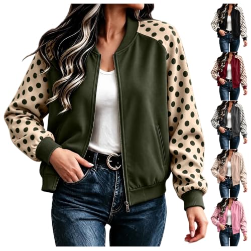 Polka Dot Bomber Jacket Zip Up Lightweight Deal