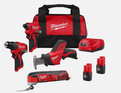 Milwaukee M12 4-Tool Combo Kit 3494-24 Subcompact Brushless with 2 Batteries
