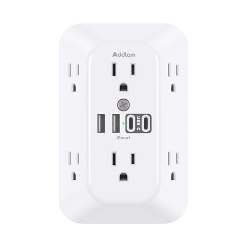 Addtam Surge Protector Outlet Extender 6-Outlet Splitter with 4 USB Wall Charger (2 USB-C Ports) Deal