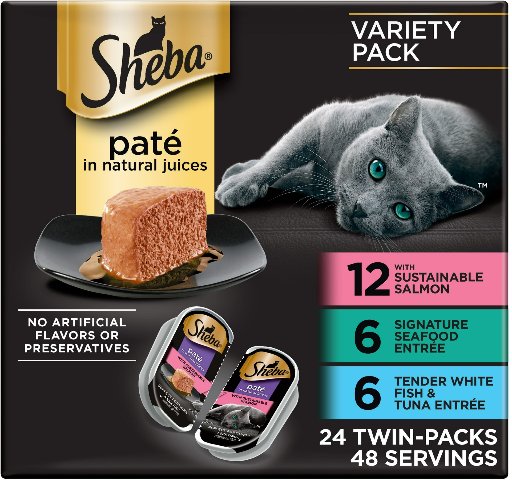 Sheba Perfect Portions Wet Cat Food Pat Variety Pack 24-Twin Pack