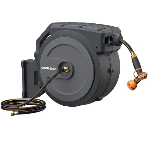 Giraffe Tools Ret retractable Garden Hose Reel 5/8" 90FT Auto Rewind Wall Mount Deal