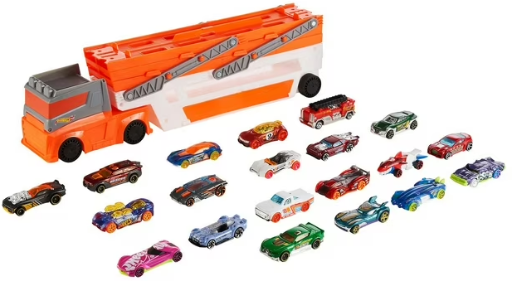 Hot Wheels Mega Hauler Truck Playset w/ 20 Die-Cast Cars & Storage