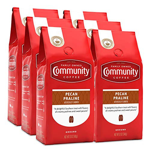 Community Coffee Pecan Praline Flavored Medium Roast Ground Coffee 12 Ounce Bag (Pack of 6)