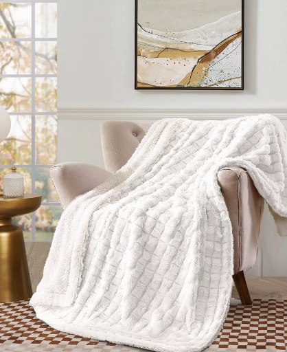 Royal Luxe Reversible Micromink to Faux-Sherpa Tie-Dye Throw 50" x 60"