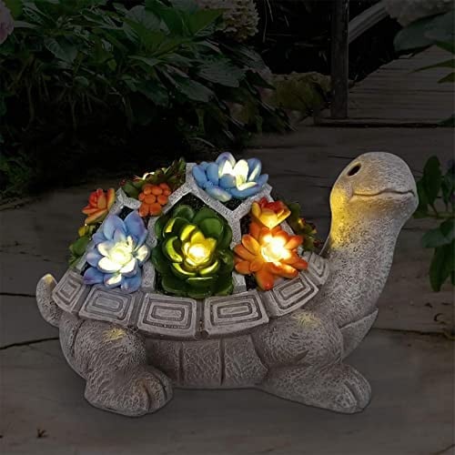 Nacome Solar Garden Outdoor Statues Turtle with Succulent and 7 LED Lights Deal