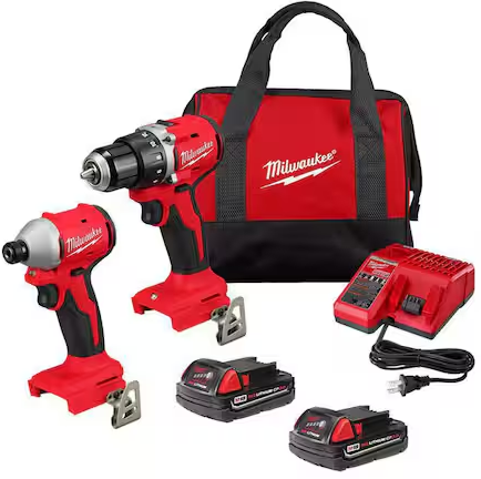 Milwaukee M18 18V Lithium-Ion Brushless Cordless Compact Drill/Impact Combo Kit (2-Tool) w/(2) 2.0 Ah Batteries