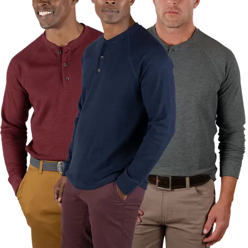 Tailor Vintage Airotec Performance Stretch Waffle Henley Shirts