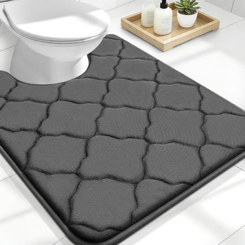 OLANLY Memory Foam Toilet Rugs U-Shaped 24x20