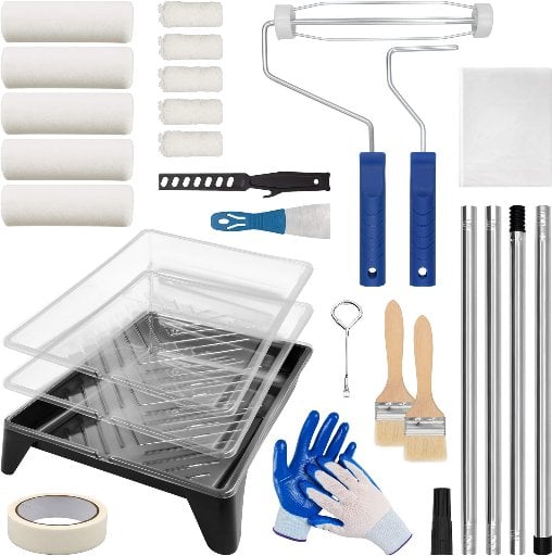Tidymend 28 PC Paint Roller Kit W/50" Extension Pole