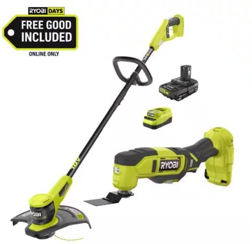 RYOBI ONE+ 18V 13 in. Cordless String Trimmer with 2.0 Ah Battery and FREE Cordless Oscillating Multi-Tool