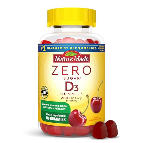 Nature Made Zero Sugar D3 Vitamin Cherry Gummies 110-Count