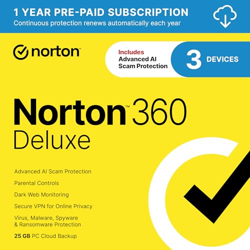Norton 360 Deluxe Antivirus, 3 Devices, Auto-Renews [Download]