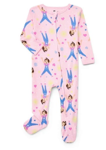Ms. Rachel Baby Two-Way Zip Front Footed Pajama One-Piece 0-6/9M