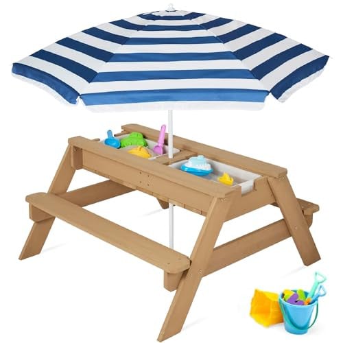 3-in-1 Sand & Water Table with Umbrella