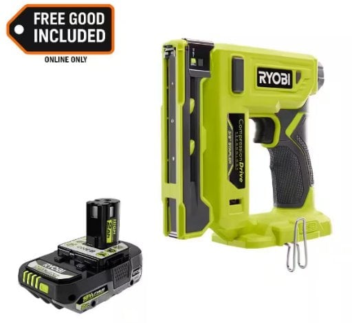 Ryobi ONE+ 18V Compression Drive Cordless 3/8 in. Crown Stapler with 2.0 Ah Battery