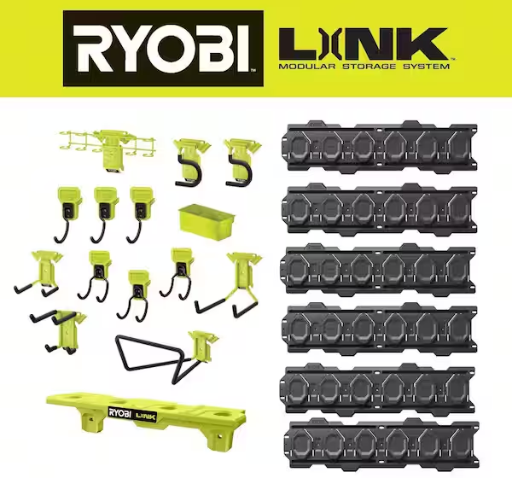 Ryobi LINK 20-Piece Wall Storage Kit and ONE+ Battery Shelf Deal