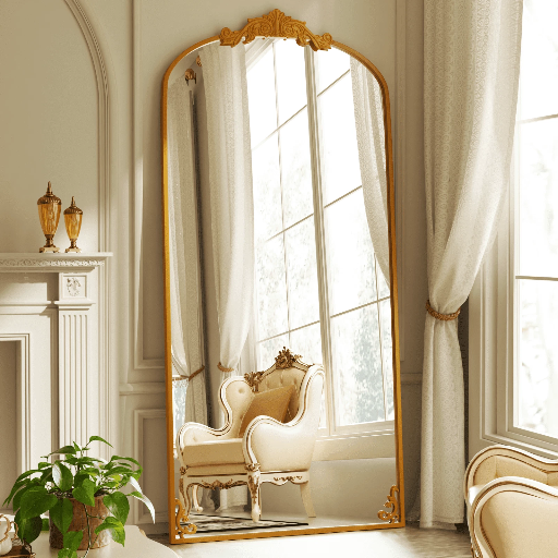 Beautypeak Full Length Wall-Mounted Mirror (74"x32", Baroque)