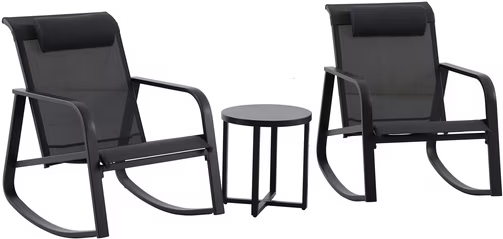 Mainstays Dashwood Steel 3-Piece Rocker Outdoor Chat Set, Black Deal