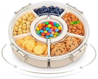 Rotating “Snackle” Box Container with Clear Snap-On Lid