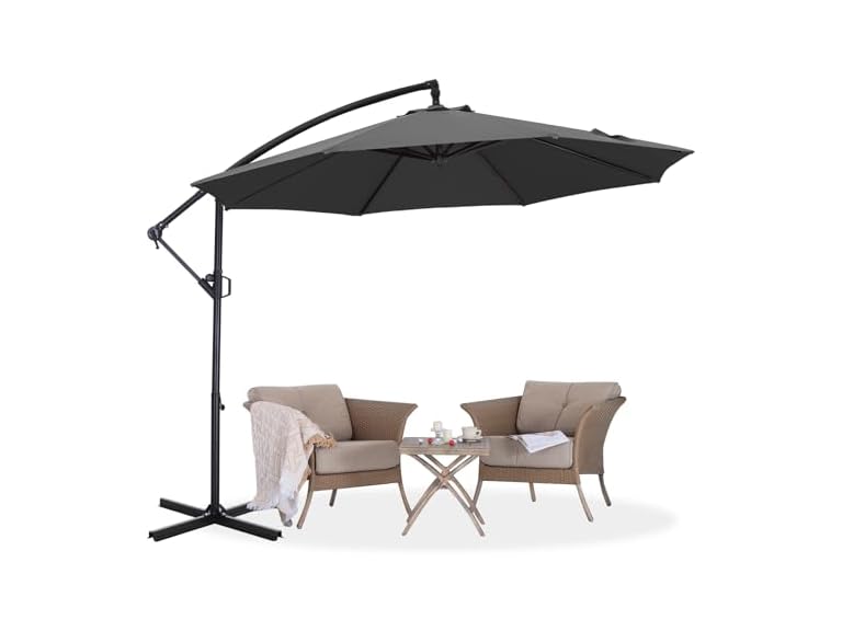ABCCANOPY 10ft Cantilever Outdoor Patio Umbrella with Cross Stand (Dark Gray) Deal