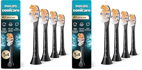 Philips Sonicare A3 All-in-One Replacement Toothbrush Heads (8-Pack, Black)