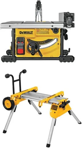 DEWALT 8 1/4in Compact Jobsite Table Saw with Rolling Stand Bundle Deal
