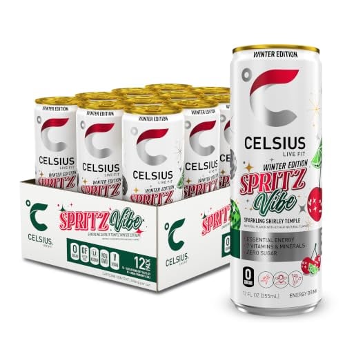 Celsius Sparkling Spritz Vibe Winter Edition Sugar Free Energy Drink, 12 Fl Oz, 12-Pack