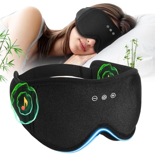 Zhenyemei 3D Blackout Sleep Eye Mask w/ Bluetooth Headphones (Dark Black)