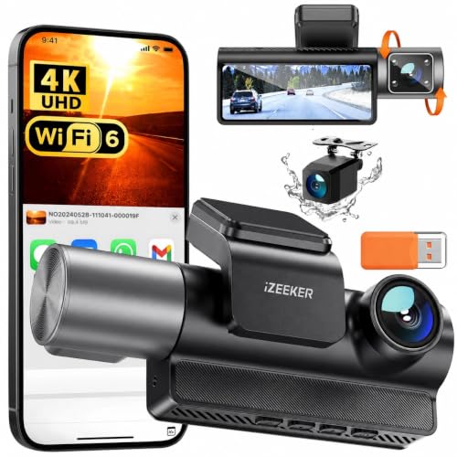 iZEEKER 4K Dash Cam Front and Rear Inside 3 Channel