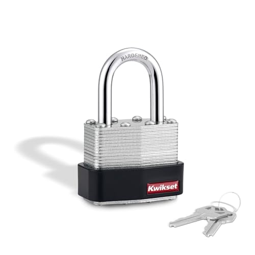 Kwikset Laminated Steel Padlock with Hardened Steel Shackle, 4-Pack, Silver