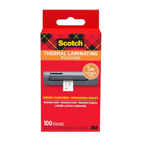 Scotch 100-Pack 2.3" x 3.7" Business Card Thermal Laminating Pouches Deal